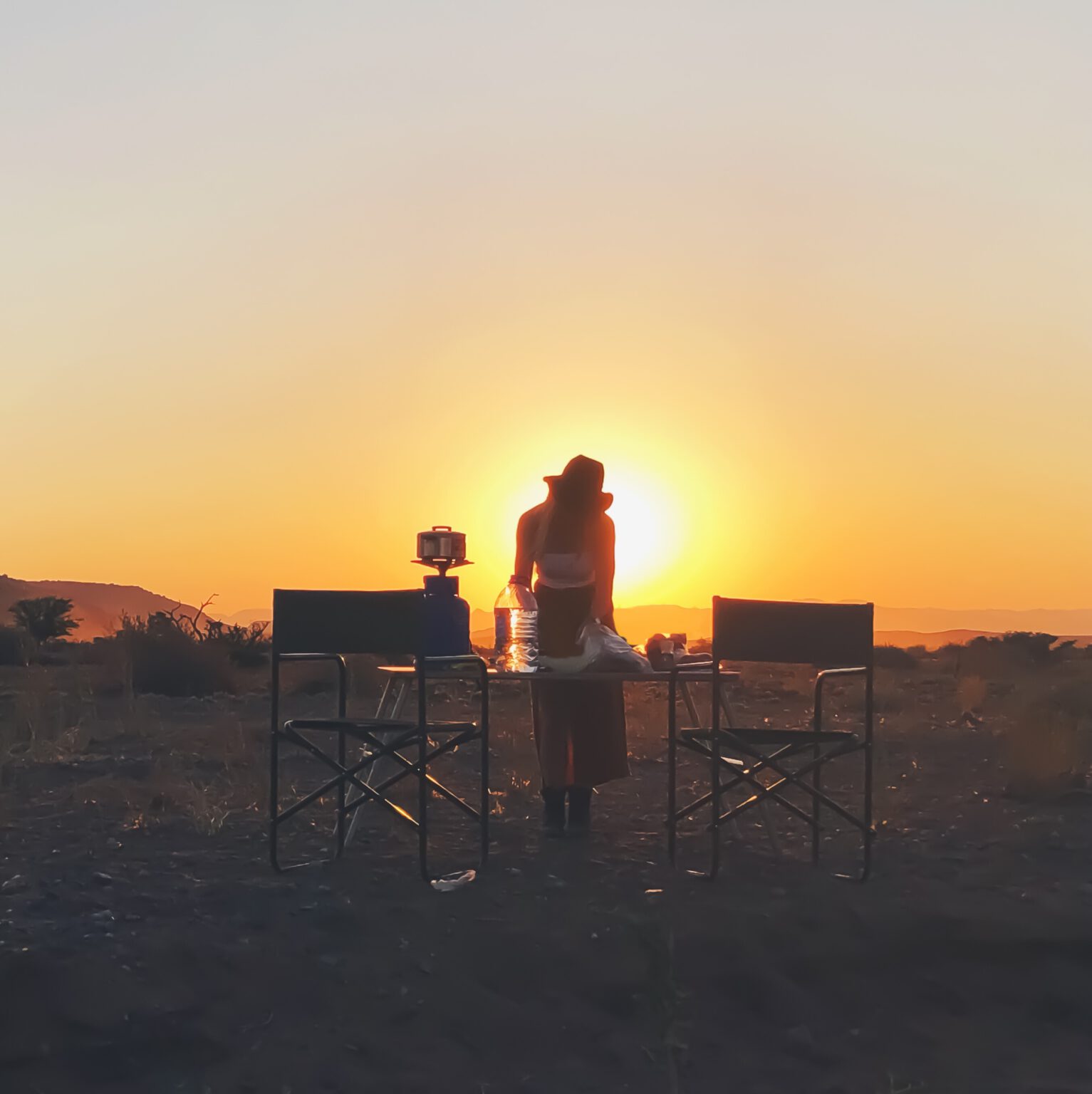 Nambia dinner at sunset